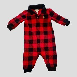 Polo Ralph Lauren Baby Boys Buffalo Check Cotton Mesh Polo Onesie
